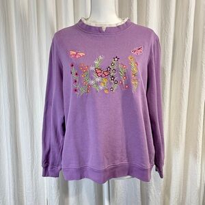 Floral Embroidered Women's Crew Neck Sweater